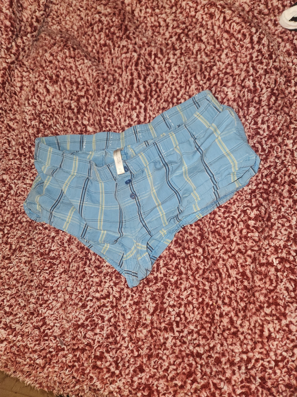 Aeropostale Light Blue Plaid High Waist Women's Shorts
